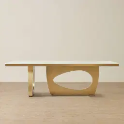 Aspen III White Sintered Stone Dining Table - Brushed Gold Legs