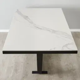Aspen III White Sintered Stone Dining Table - Matte Black Legs