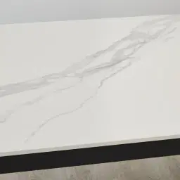 Aspen III White Sintered Stone Dining Table - Matte Black Legs