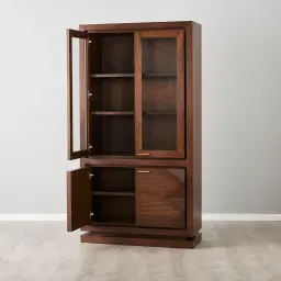 Xandra Dark Walnut Veneer Display Cabinet