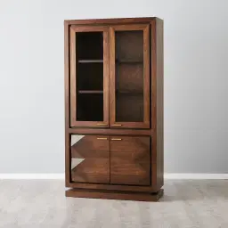 Xandra Dark Walnut Veneer Display Cabinet