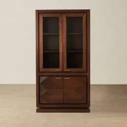 Xandra Dark Walnut Veneer Display Cabinet