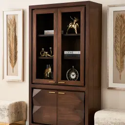 Xandra Dark Walnut Veneer Display Cabinet