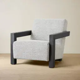 Stellan Mid Grey Woven Fabric Occasional Chair-Black Legs