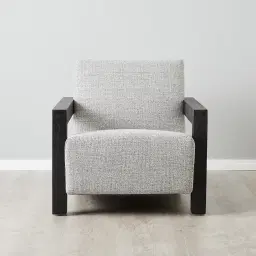 Stellan Mid Grey Woven Fabric Occasional Chair-Black Legs