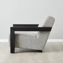 Stellan Mid Grey Woven Fabric Occasional Chair-Black Legs