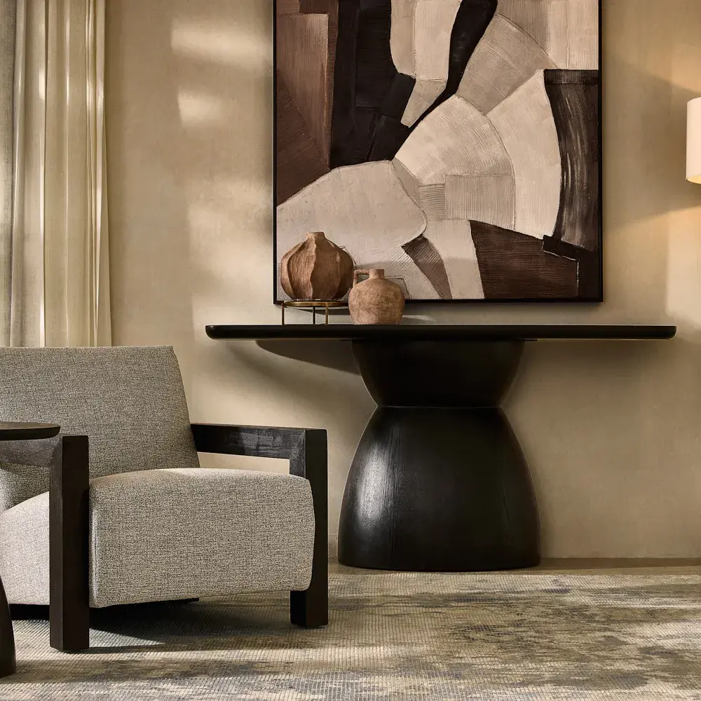 Stellan Mid Grey Woven Fabric Occasional Chair-Black Legs