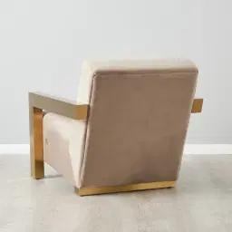 Stellan Beige Velvet  Occasional Chair-Brushed Gold Stainless Steel Legs