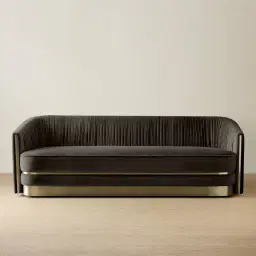 Crown Mushroom Velvet 3-Seater Sofa
