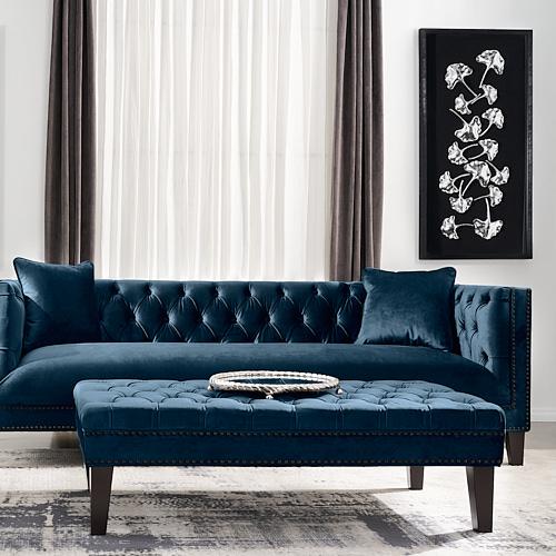 Vogue Navy Blue Velvet 3-Seater Sofa