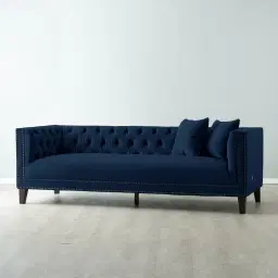 Vogue Navy Blue Velvet 3-Seater Sofa