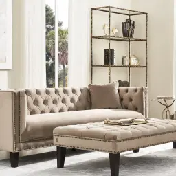 Vogue Navy Blue Velvet 3-Seater Sofa