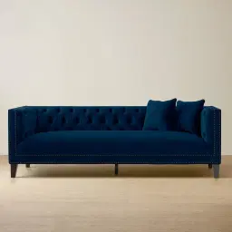 Vogue Navy Blue Velvet 3-Seater Sofa