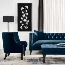 Vogue Navy Blue Velvet Ottoman