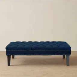 Vogue Navy Blue Velvet Ottoman