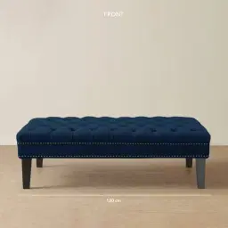 Vogue Navy Blue Velvet Ottoman