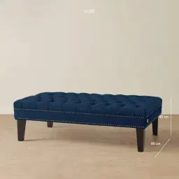 Vogue Navy Blue Velvet Ottoman