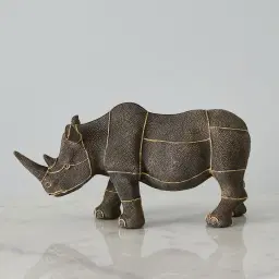 Rocky Rhino Bronze Resin Decorative