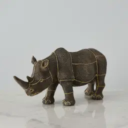 Rocky Rhino Bronze Resin Decorative