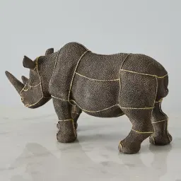 Rocky Rhino Bronze Resin Decorative
