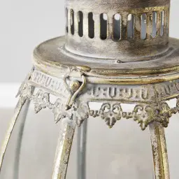 Lois Antique Gold Metal Standing Lantern