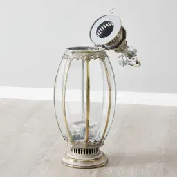 Lois Antique Gold Metal Standing Lantern