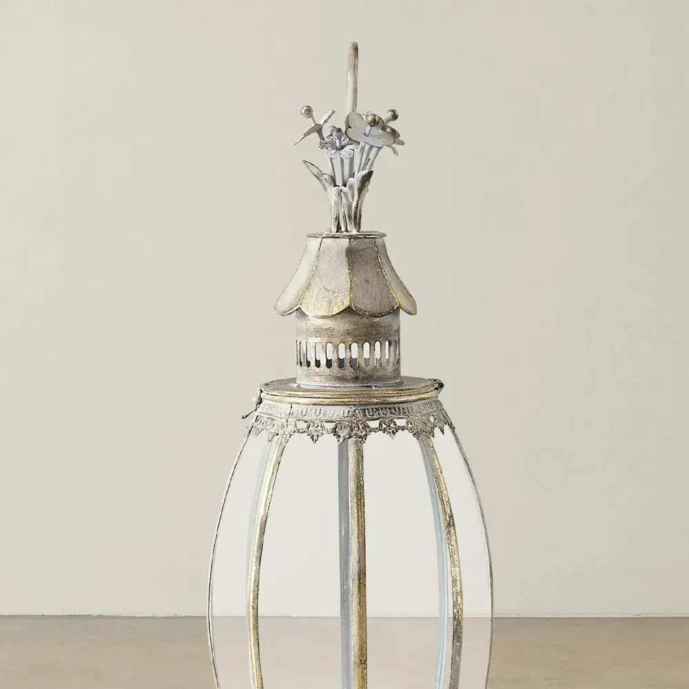 Lois Antique Gold Metal Standing Lantern