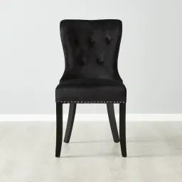 Viktor Black Velvet Dining Chair - Black Nickel Lionhead Pull