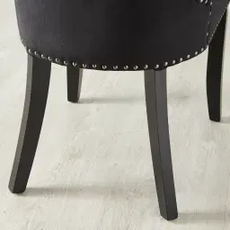 Viktor Black Velvet Dining Chair - Black Nickel Lionhead Pull