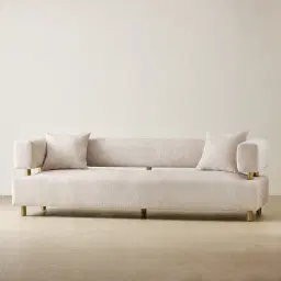 Malta II 3-Seater Powder White Chenille Fabric Sofa