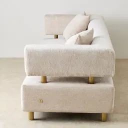 Malta II 3-Seater Powder White Chenille Fabric Sofa