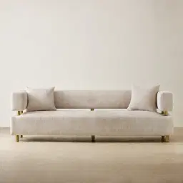 Malta II 3-Seater Powder White Chenille Fabric Sofa