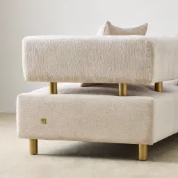 Malta II 3-Seater Powder White Chenille Fabric Sofa