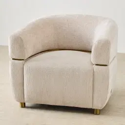Malta II Powder White Chenille Fabric Occasional Chair
