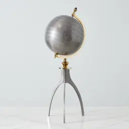 Gaia Grey Metal Globe With 3-Leg Stand