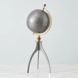 Gaia Grey Metal Globe With 3-Leg Stand