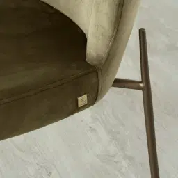 Hailey Olive Green Velvet Dining Chair - Brushed Bronze Legs