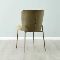 Hailey Olive Green Velvet Dining Chair - Brushed Bronze Legs