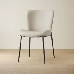 Hailey Glacier Grey Vegan Leather Dining Chair - Black Legs