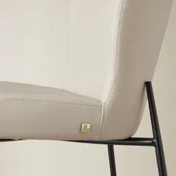 Hailey Glacier Grey Vegan Leather Dining Chair - Black Legs