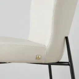 Hailey Glacier Grey Vegan Leather Dining Chair - Black Legs