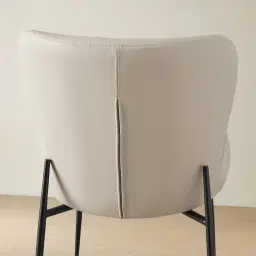 Hailey Glacier Grey Vegan Leather Dining Chair - Black Legs