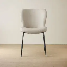 Hailey Glacier Grey Vegan Leather Dining Chair - Black Legs