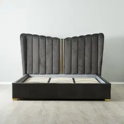 Madrid Charcoal Velvet King Bed