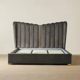 Madrid Charcoal Velvet King Bed