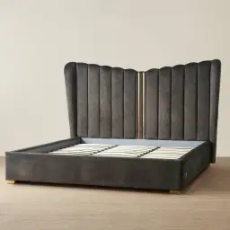 Madrid Charcoal Velvet King Bed