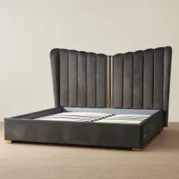 Madrid Charcoal Velvet Queen Bed