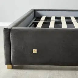 Madrid Charcoal Velvet Queen Bed