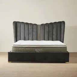 Madrid Charcoal Velvet Queen Bed