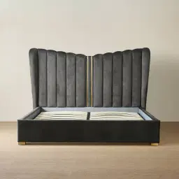 Madrid Charcoal Velvet Queen Bed